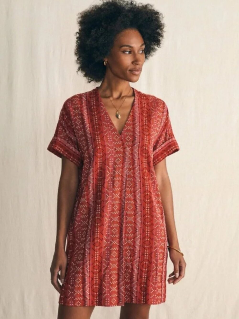 Faherty | Women's Red Sanibel Basketweave Dress - Size X-Small